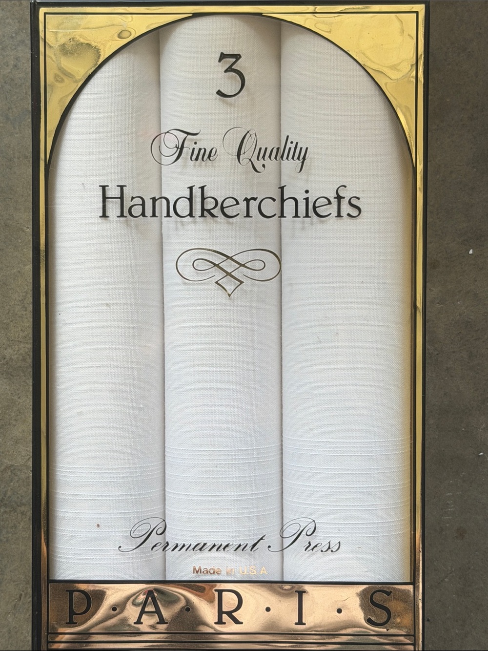 Vintage Paris Fine Quality White Men's Handkerchiefs - Pack of 3